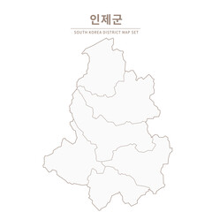 A vector illustration map of local cities in Gangwon Province, South Korea.