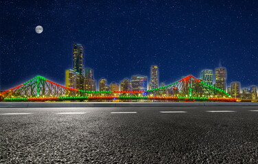outdoor road skyline city landscape sky night moon cityscape street travel
