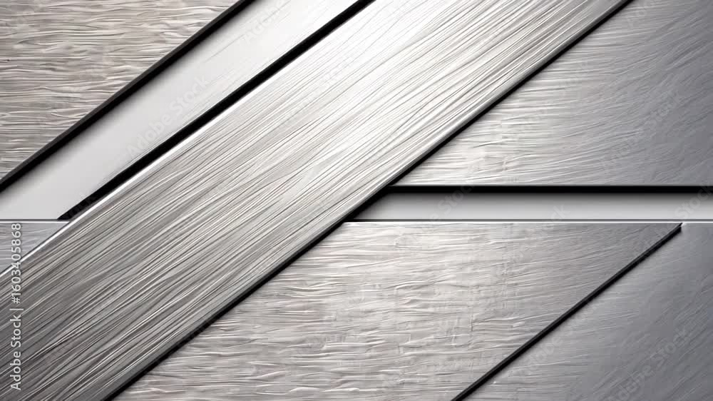 Poster metallic harmony: a striking abstract composition featuring textured metallic surfaces with intersec