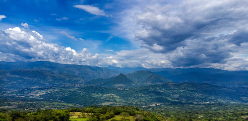 Mountainous landscape of southwest Antioquia - Mountains, blue sky and trees