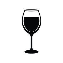 glass of wine Black silhouette vector