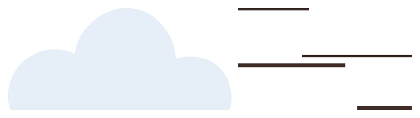 Cloud with horizontal wind lines symbolizing weather, speed, movement, environment, change, flow, energy, and simplicity. Ideal for weather motion environment transit energy minimalism simple