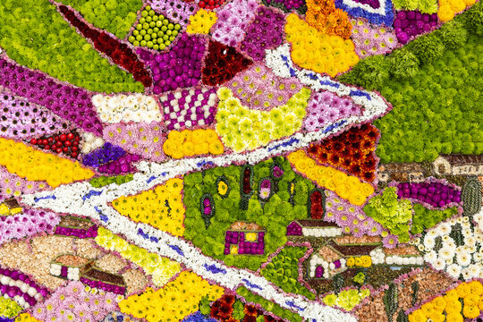Flower silletas display - Silleteros parade in Medellin