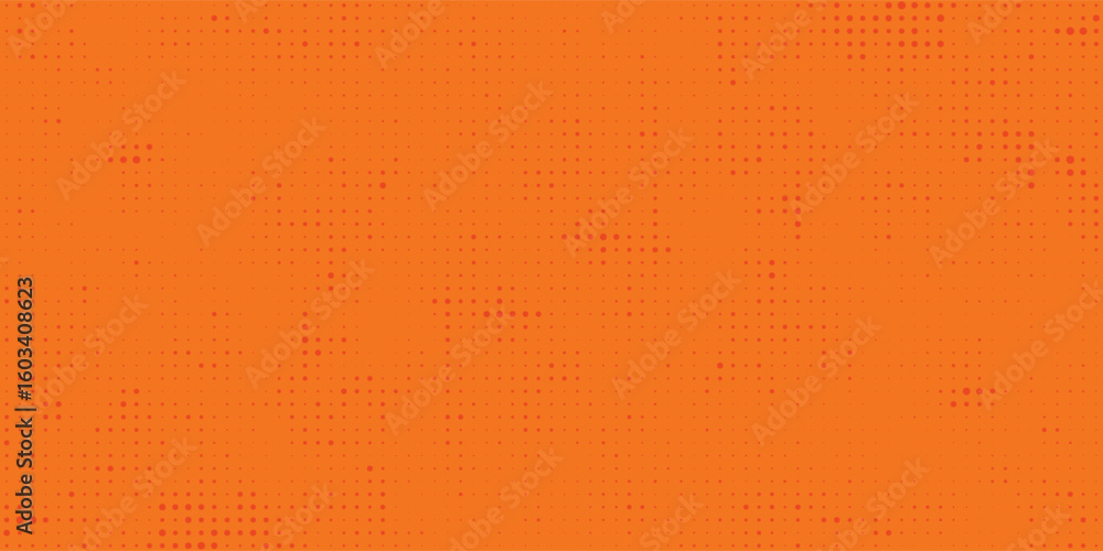 Poster dots halftone orange color pattern gradient texture with technology digital background. dots pop art