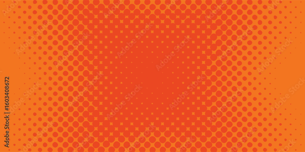 Poster dots halftone orange color pattern gradient texture with technology digital background. dots pop art