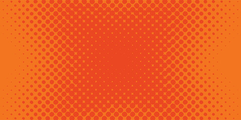 Dots halftone orange color pattern gradient texture with technology digital background. Dots pop art comics modern orange background