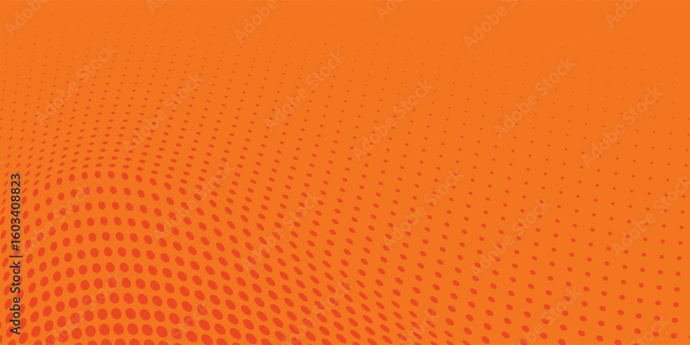 Poster dots halftone orange color pattern gradient texture with technology digital background. dots pop art
