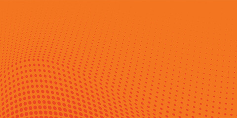 Dots halftone orange color pattern gradient texture with technology digital background. Dots pop art comics modern orange background
