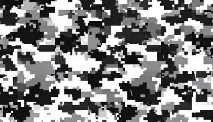 Abstract grayscale pixelated camouflage pattern