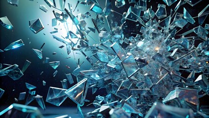 Shattered Glass Fragments Explosion
