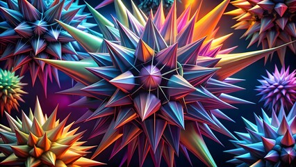 Abstract Colorful Spiky Spheres