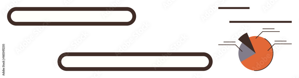 Poster horizontal bars for comparison and labeled pie chart displaying proportional data. ideal for statist