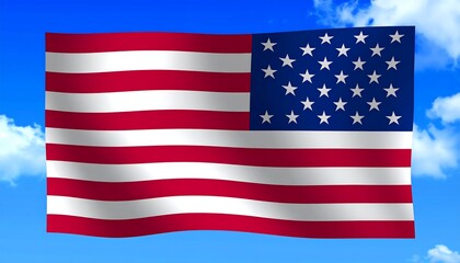 American flag waving in a clear blue sky (2)