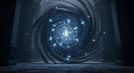 Fantasy portal vortex rune magic dark mystery gate way mystical entrance ancient spell power light swirl