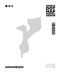 Minimalist and simple monochrome dot map of Mozambique