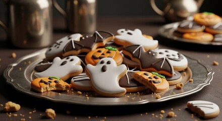 Halloween cookies ghost bat pumpkin sugar cookies holiday treats spooky sweets festive baking dessert
