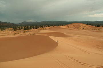 tourist dune sledding sand dune boarding at coral pink sand dunes