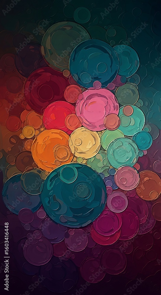 Poster abstract colorful circles background with a dynamic and vibrant composition design