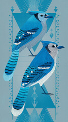 Two bluejays vertical