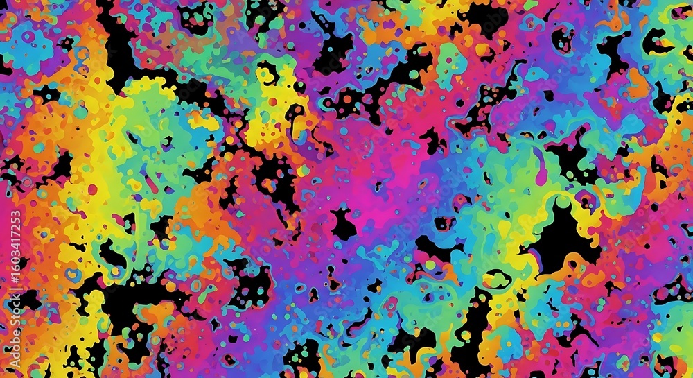 Poster vibrant abstract painting with rainbow color splashes and unique patterns and textures