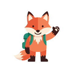 Friendly Fox Explorer Waving Hello