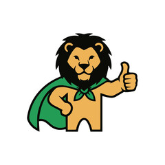Obraz premium Mighty Lion Superhero Giving Thumbs Up
