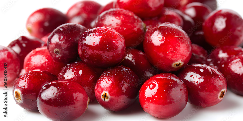Aufkleber vibrant round red cranberries scattered evenly against a crisp white background creating a fresh and