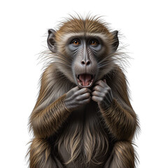 Obraz premium Surprised Hamadryas Baboon Close Up Portrait Open Mouth Furry Wildlife Animal