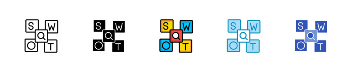 Swot Analysis  Icon Set Multiple Style Collection