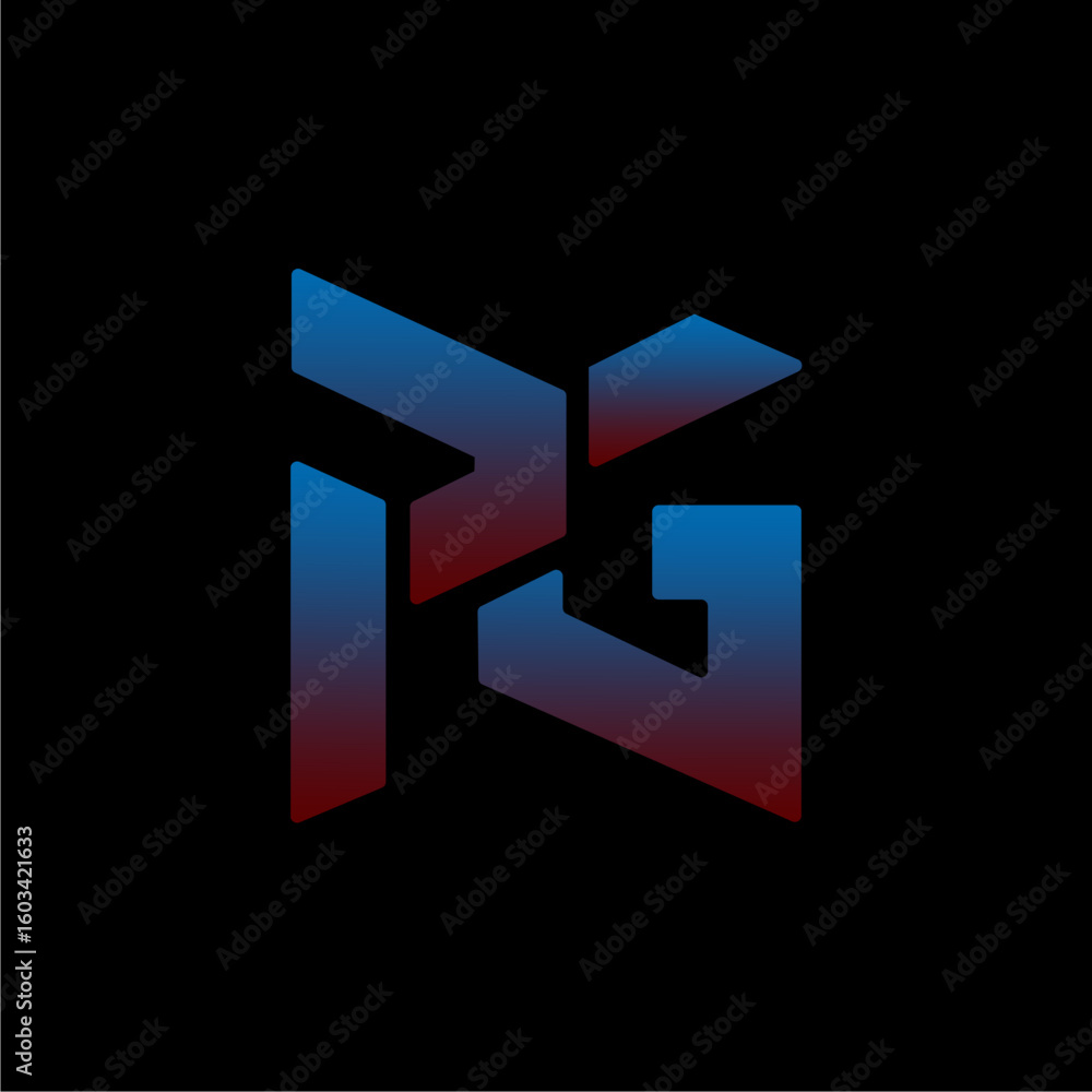 Fototapete abstract logo design featuring stylized letters in a gradient color scheme, set against a black back