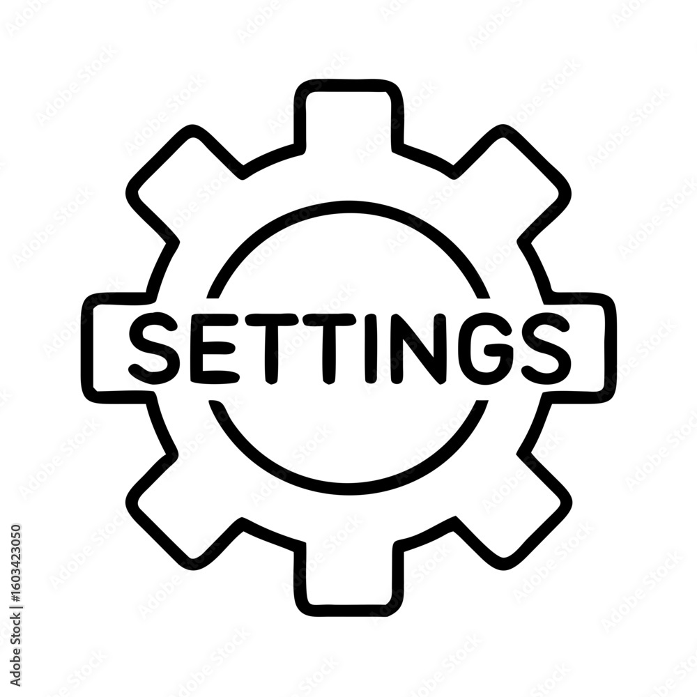 Poster settings gear icon vector illustration for configuration options and preferences menu