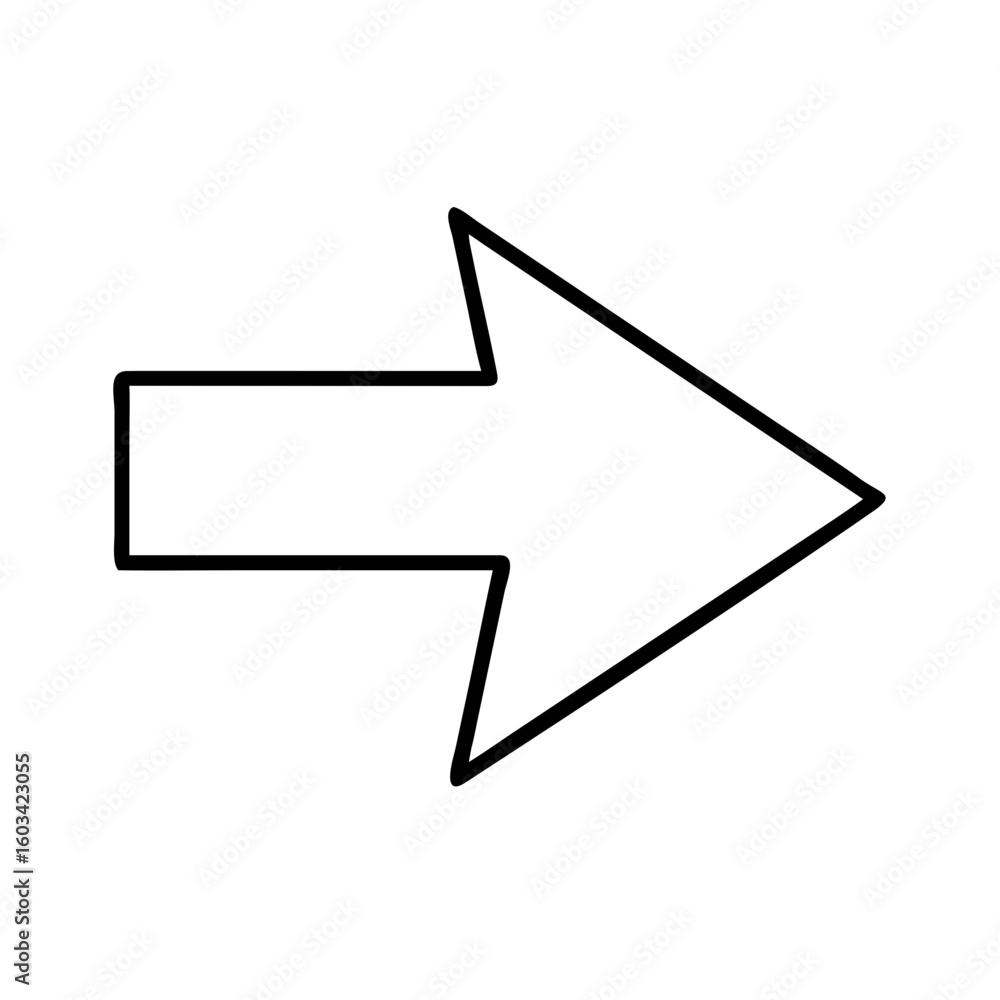 Poster arrow vector graphic right pointing direction sign simple outline isolated design element illustrati