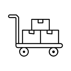 Hand truck with boxes vector icon illustration for delivery service and moving company design