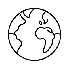 Earth globe outline vector illustration for geography education and world travel designs