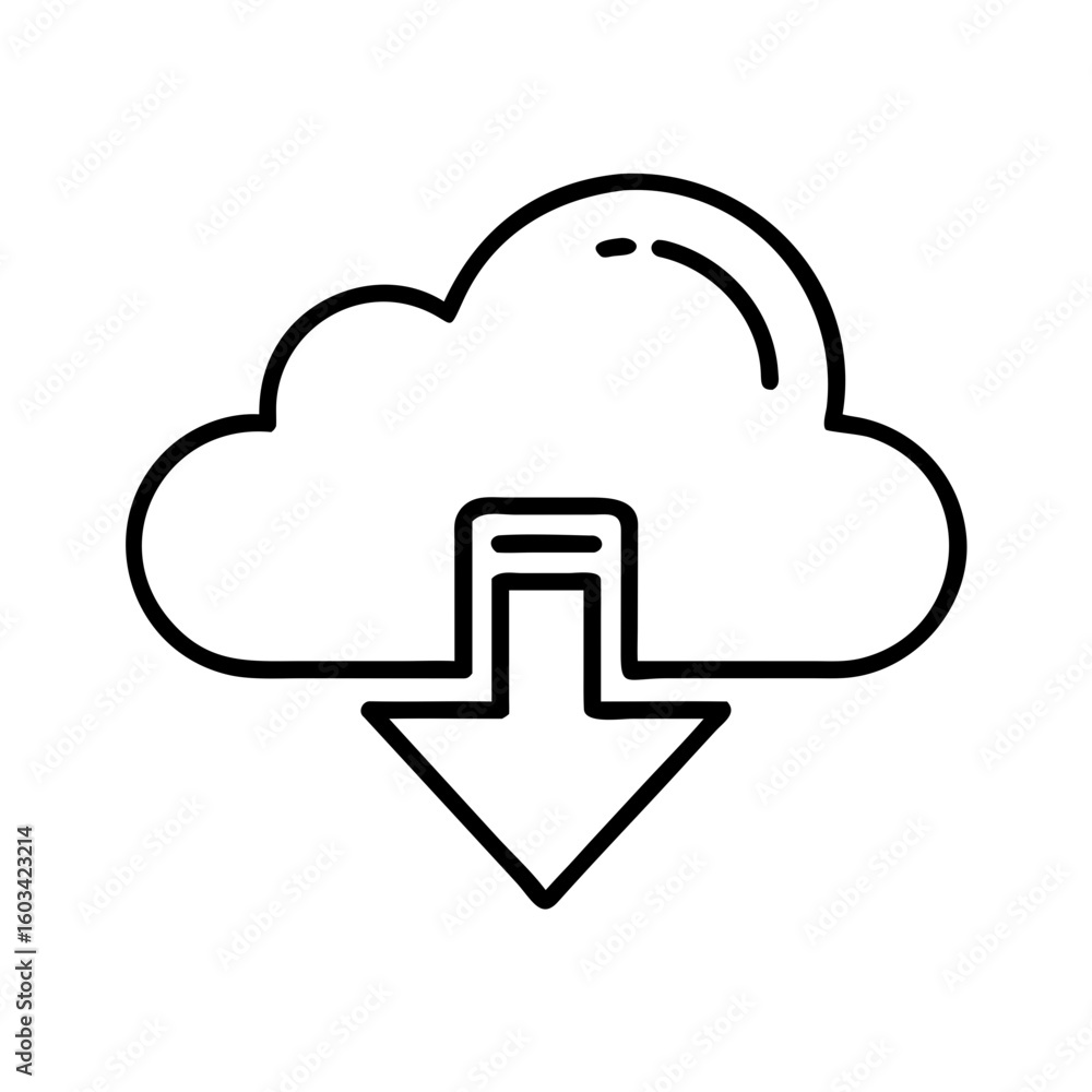 Poster cloud download icon vector illustration for website design and mobile app development concept design