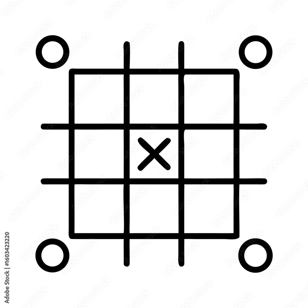 Poster tic tac toe game strategy board with x and o symbols for strategic game play and learning games