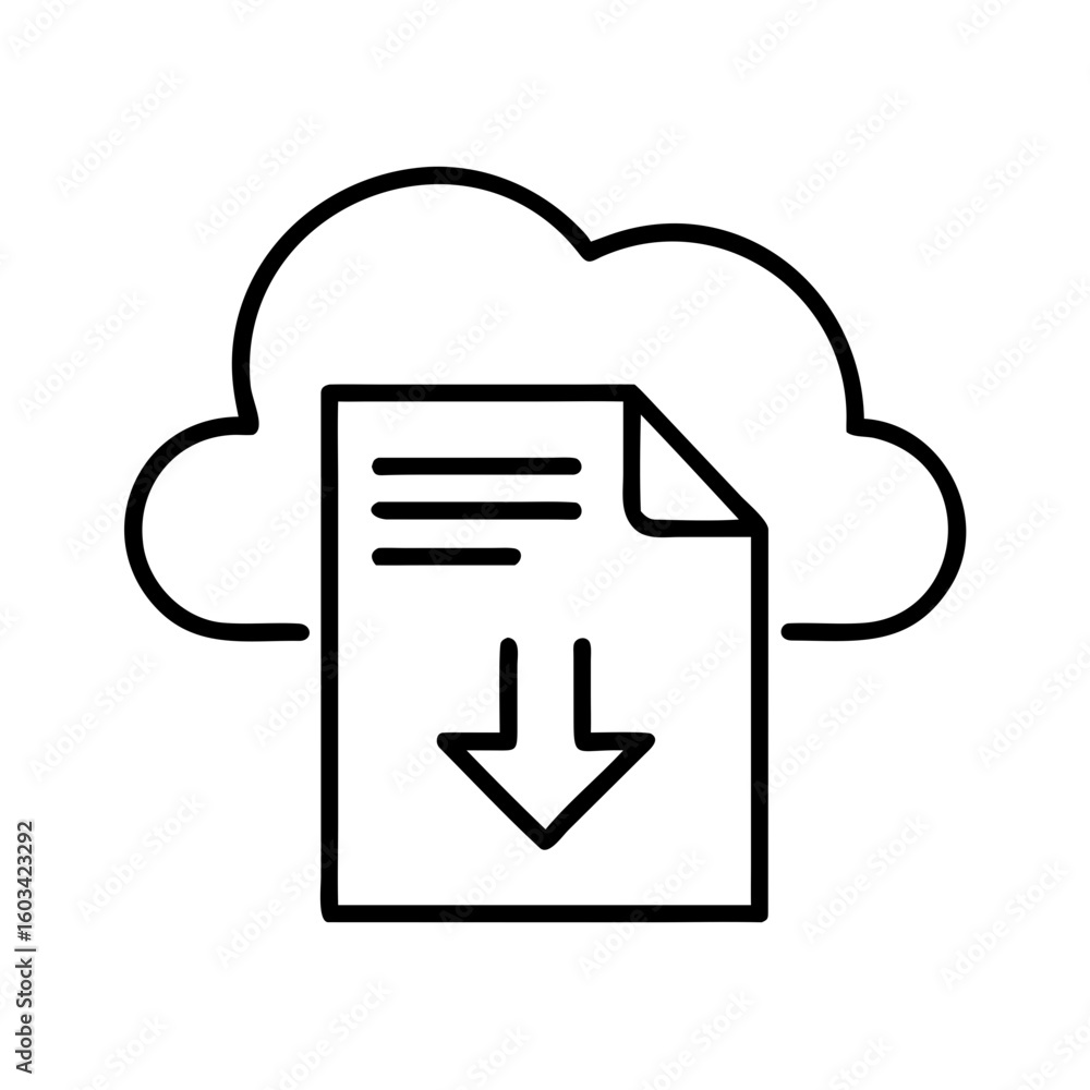 Poster download from cloud document file vector icon illustration for web design and application use