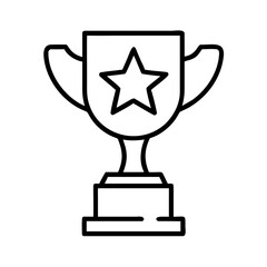 Trophy cup award with star outline icon vector illustration for achievement and success concept
