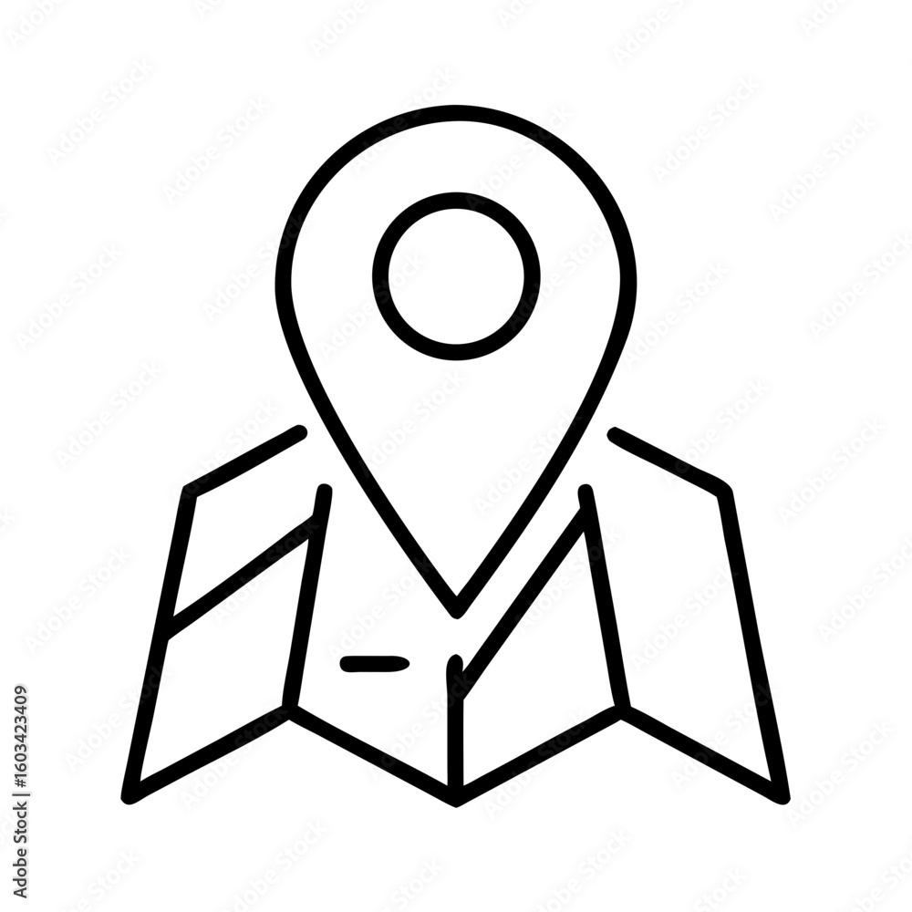 Aufkleber find location map pinpoint marker gps navigation destination travel direction icon vector line art
