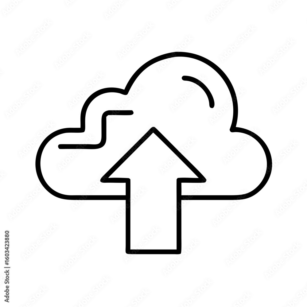 Poster cloud upload icon vector illustration for cloud storage and data transfer concepts and design