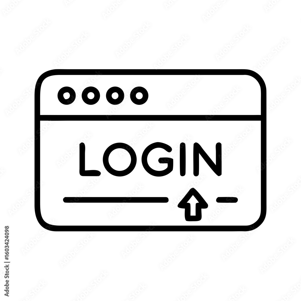 Poster login page user interface with arrow icon for website and app design vector illustration