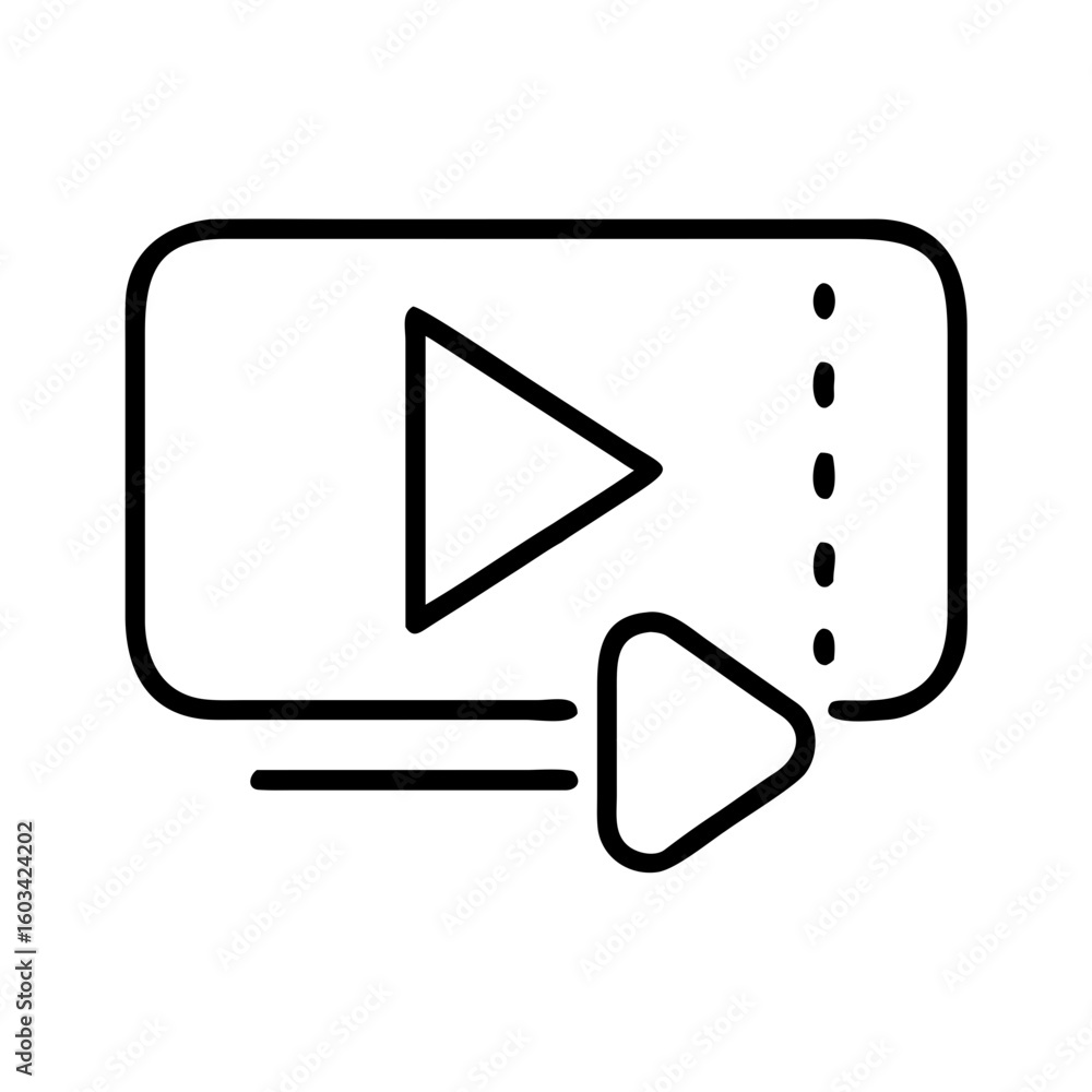Poster video streaming play button icon vector illustration for online content and media player app