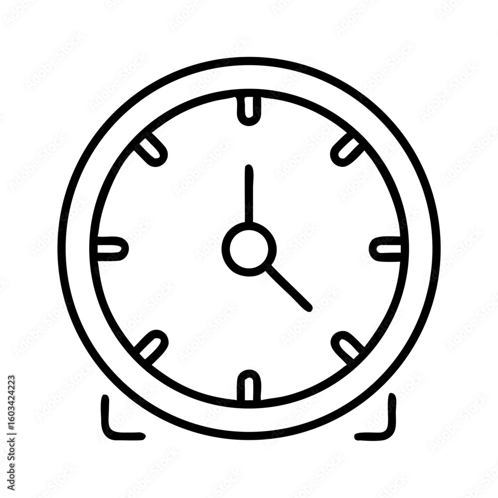 Poster outline clock icon vector illustration, time management and schedule concept design element for web,