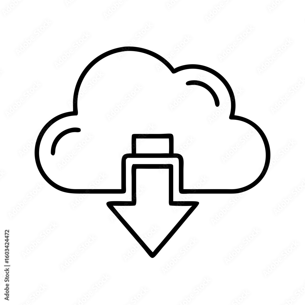 Poster download from cloud storage vector icon illustration for web and graphic design resource element