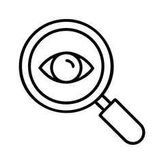 Eye examination with magnifying glass icon vector illustration for vision care concept design