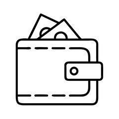Outline wallet icon vector illustration for finance money currency and payment concept design