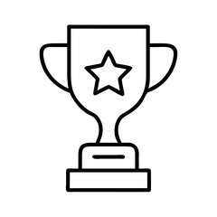 Outline trophy cup with star vector illustration for award winning and achievement concept