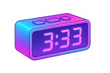 Digital alarm clock showing 3:33 am, transparent background, minimalist design for seamless graphic placement