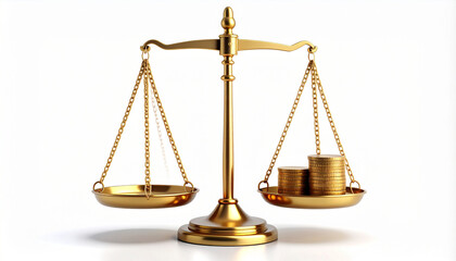 Golden Scales Tipping Unevenly with Coins on One Side. Economy Concept. Generated Image