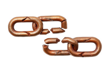 Obraz premium Two broken chain links on a white background, png, transparent